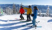 three skiers at fernie. Snowscene Travel for luxury ski travel.
