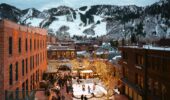 Aerial shot of the ice rink at Hotel Jerome