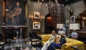 Guests enjoying the sitting area of the Hotel Jerome lobby, Aspen USA