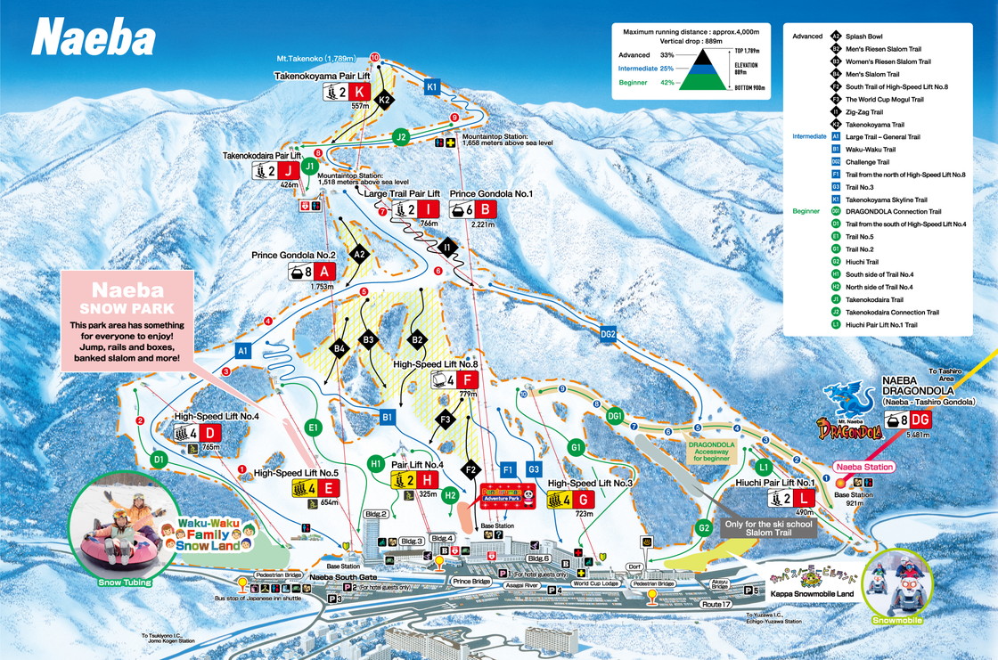 Naeba Ski Resort Mountain Map Snowscene Luxury Ski Travel