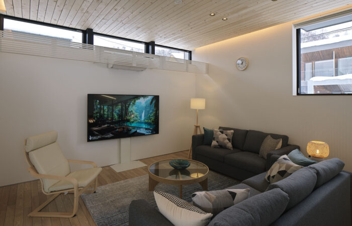 Tsu Tsu Furano lounge room with modern interior in self-contained Furano accommodation