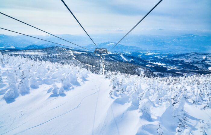 Zao Ropeway passing through famous snow monsters in Japan