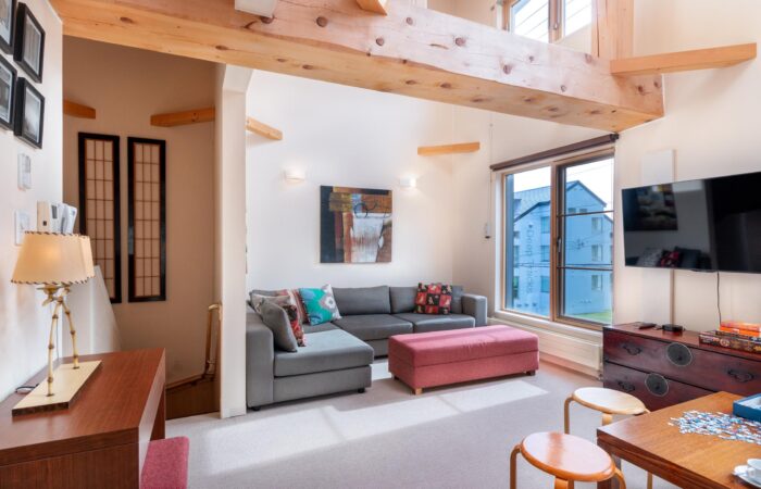 Gondola Chalets self-contained accommodation Niseko living room area Snowscene Travel Agency