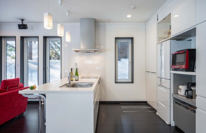 Modern kitchen at Shochikubai accommodation in Furano Japan