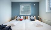 Stylish modern bedroom at Arthouse Apartments in Furano Japan