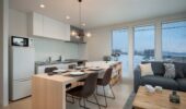 Kitchen facilities at Arthouse Apartments accommodation in Furano Japan