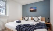 Modern bedroom at Arthouse Apartments accommodation in Furano Japan