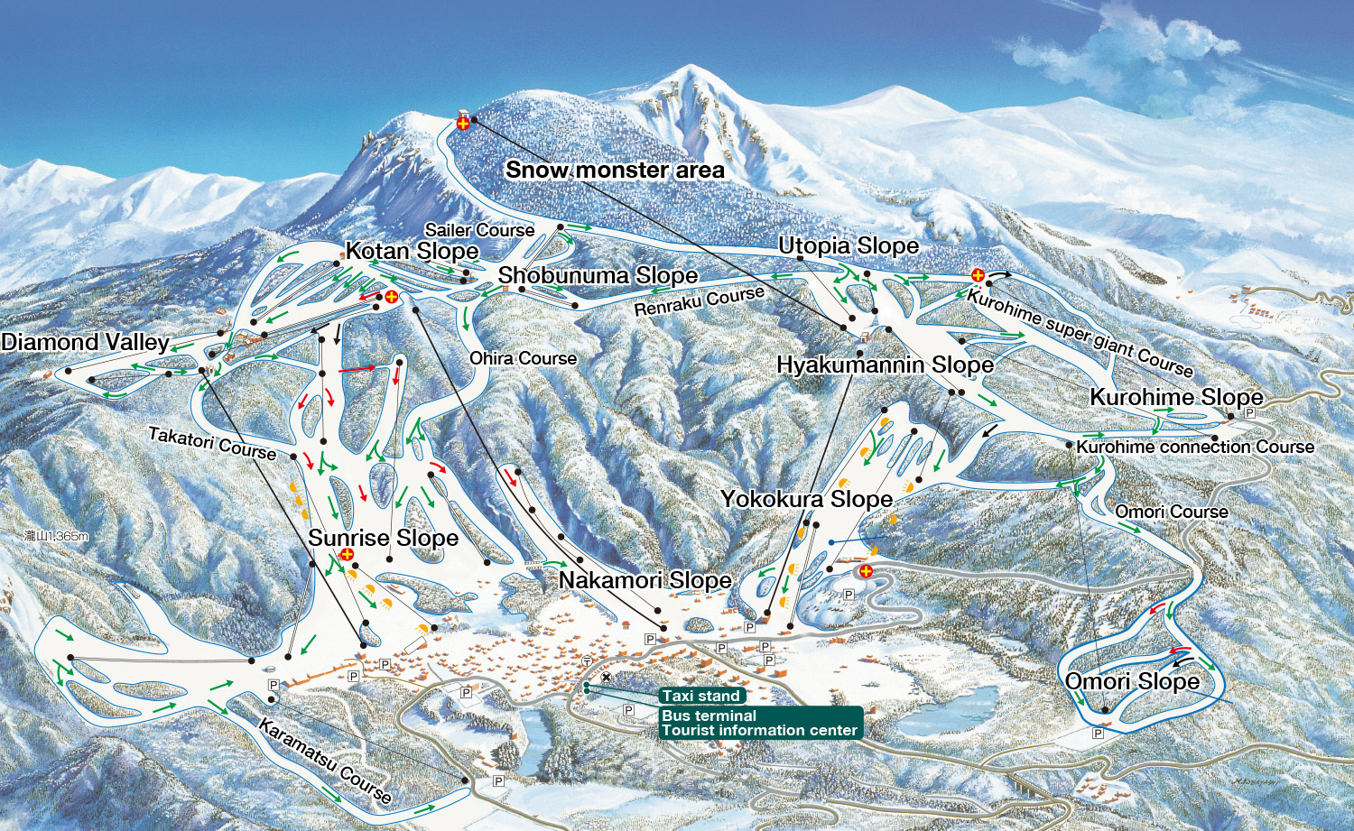 Zao Onsen Japan Ski Trail Map