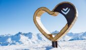 Meribel France heart logo on ski fields