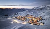 Aerial view of Val Thorens France at night