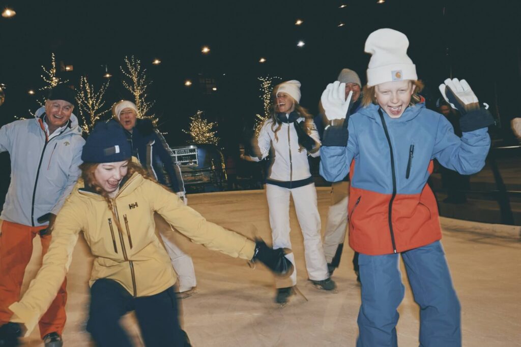 Family ice skating in Snowmass Village