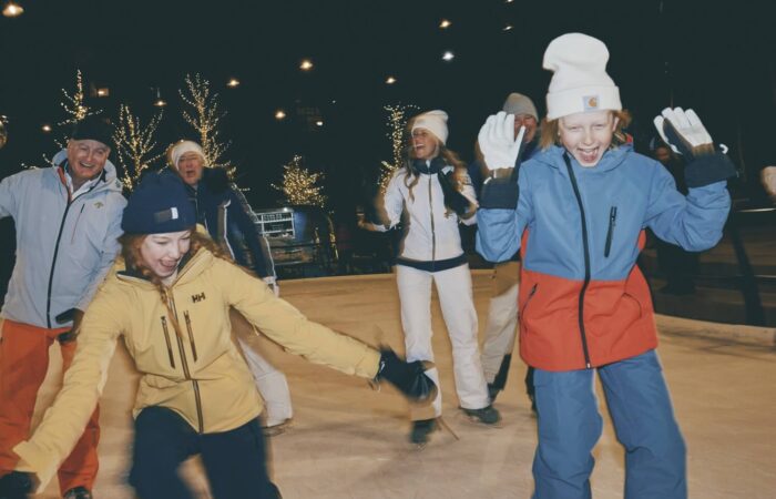 Family ice skating at Snowmass Village
