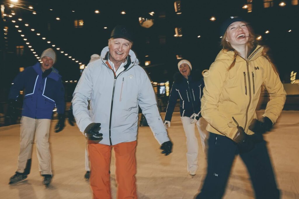 Family ice skating in Snowmass Village