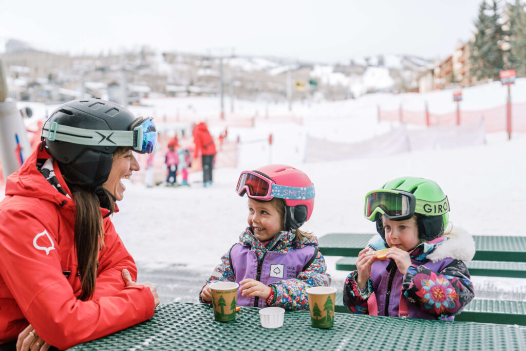 A Mother and two children enjoying a break at The Collective Snowmass