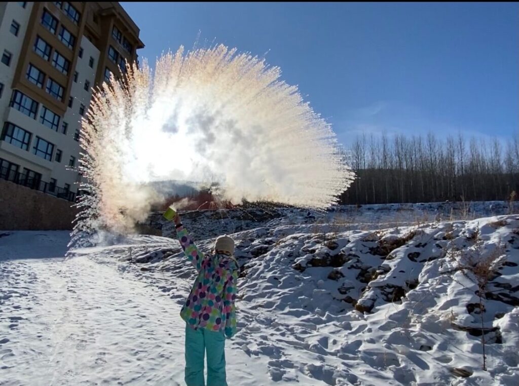holiday maker in the snow at club med beidahu
