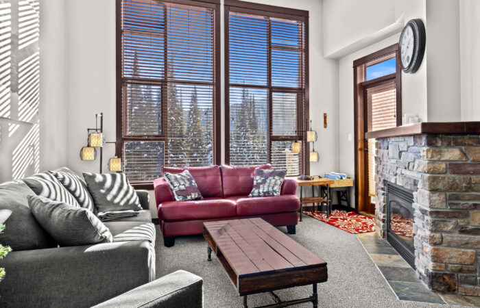 Living room at Stone's Throw accommodation Sun Peaks