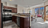 Kitchen and dining room at Stone's Throw accommodation Sun Peaks