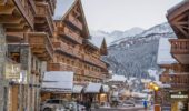 Downtown Meribel with snow covered buildings
