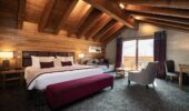 The bedroom of a studio room at Hotel Le Kaila, Meribel France