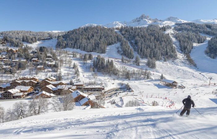 A skiier at Meribel ski resort france