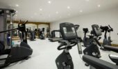 Exercise machines in the fitness room at La Chaudanne Hotel & Spa Meribel France