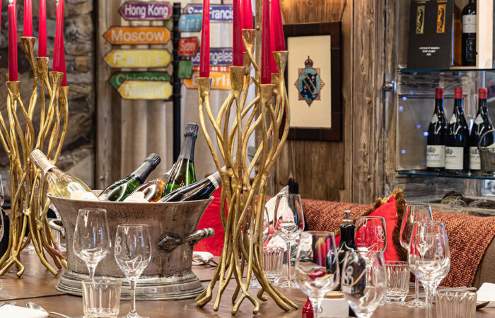 A table set at the Florian Salle restaurant, La Chaudanne Hotel & Spa Meribel France