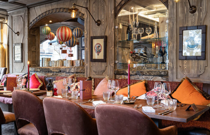 Dining table setting at Florian Salle restaurant at La Chaudanne Hotel & Spa Meribel France