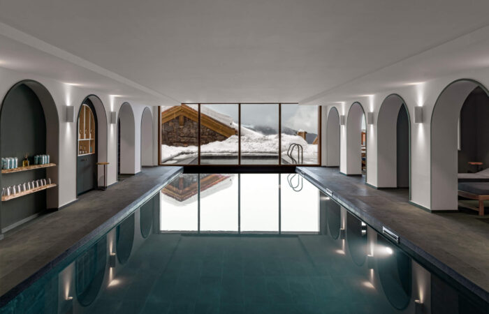 Indoor pool at Hotel Le Coucou Meribel France