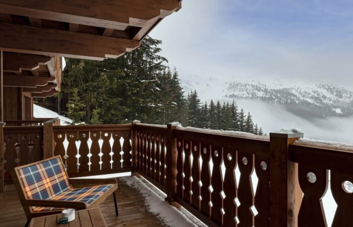 Balcony view of the junior suite at Hotel Le Coucou Meribel France