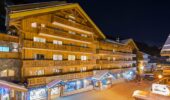 External night view of La Chaudanne Hotel & Spa Meribel France