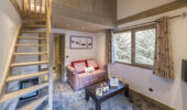 Living room view of the suite duplex at La Chaudanne Hotel & Spa Meribel