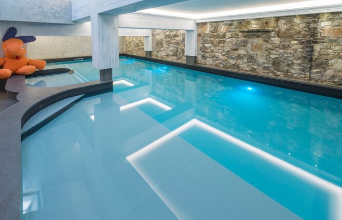 Indoor swimming pool at La Chaudanne Hotel & Spa Meribel France