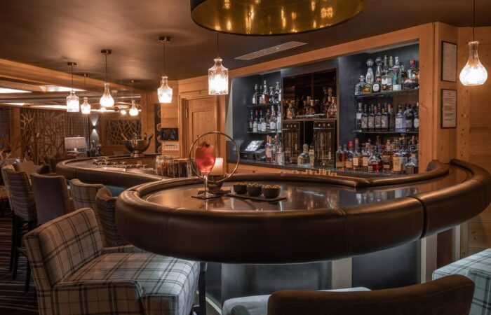 The guest bar at Hotel Le Kaila, Meribel France
