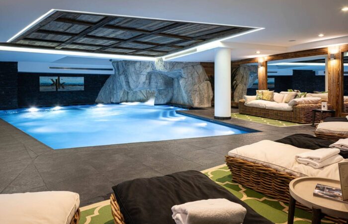 Pool area at Hotel Le Kaila Meribel France
