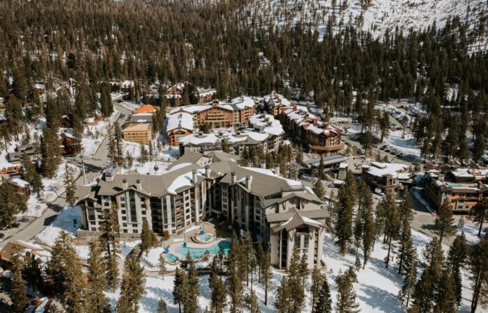 Aerial view of The Westin Monache Resort and Mammoth village