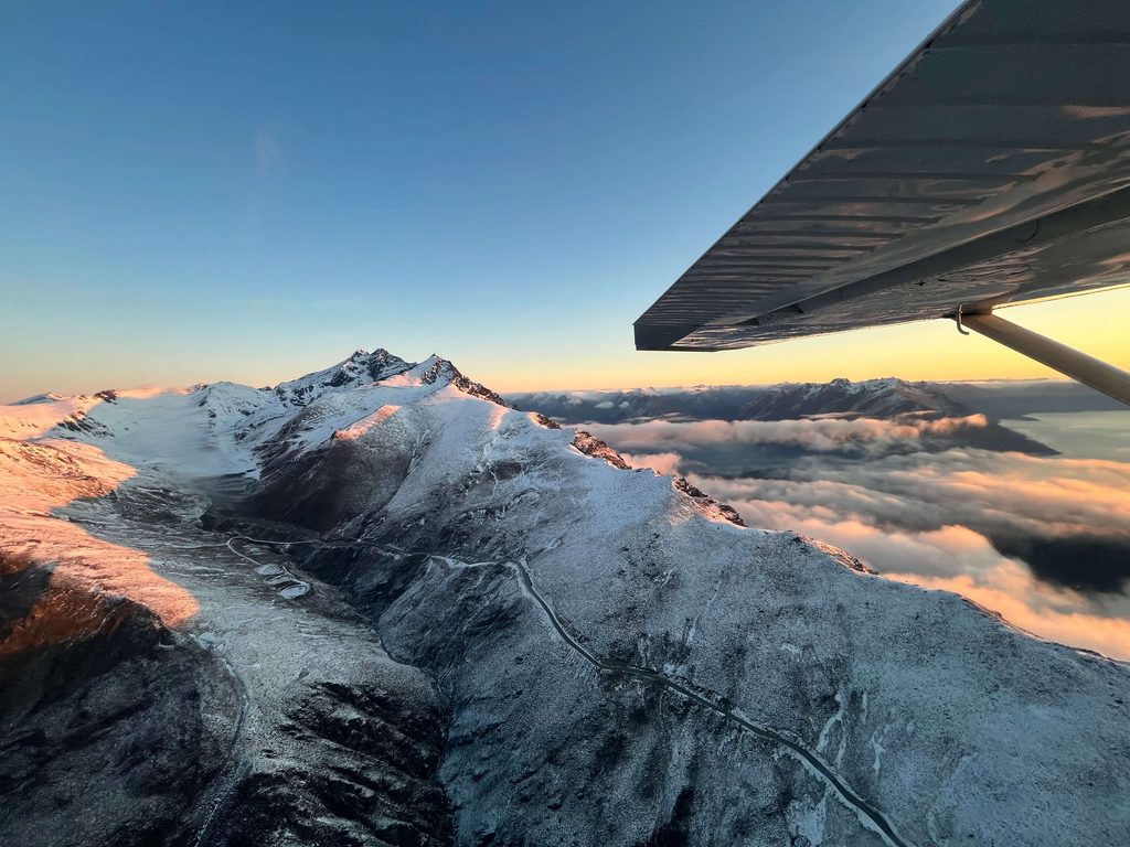 A view out the window of the Air Milford Sunset flight