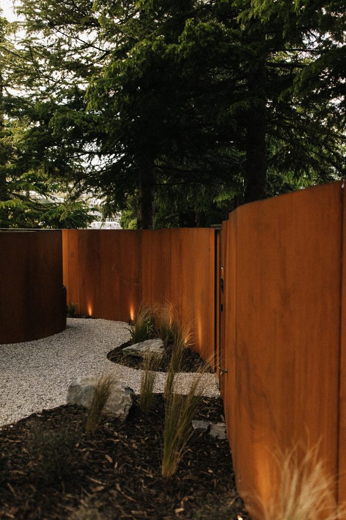 A lightly lit gravel pathway at Bathe by Aluume Queenstown