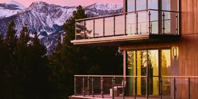 External view at sunset of Limelight Mammoth