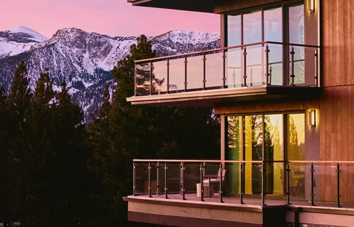 External view at sunset of Limelight Mammoth